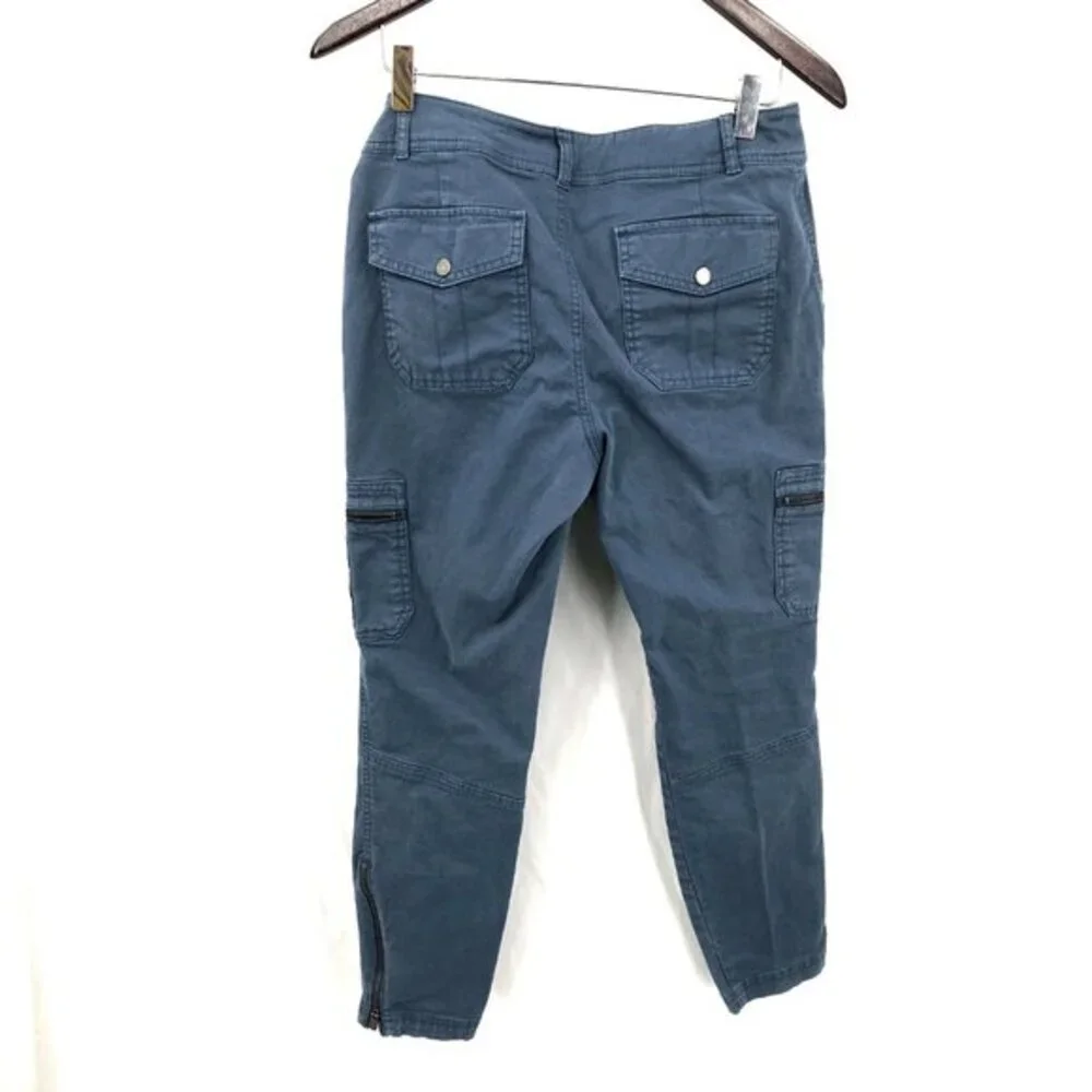 Athleta ankle zip cargo pants organic cotton blend blue outdoor hiking cropped 6